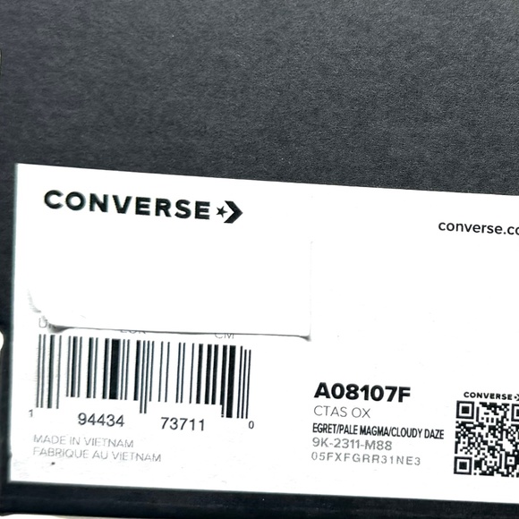 Converse Ctas OX Canvas Egret Multi Low Top Sneakers Women's Shoes Skate A08107F - Picture 8 of 9